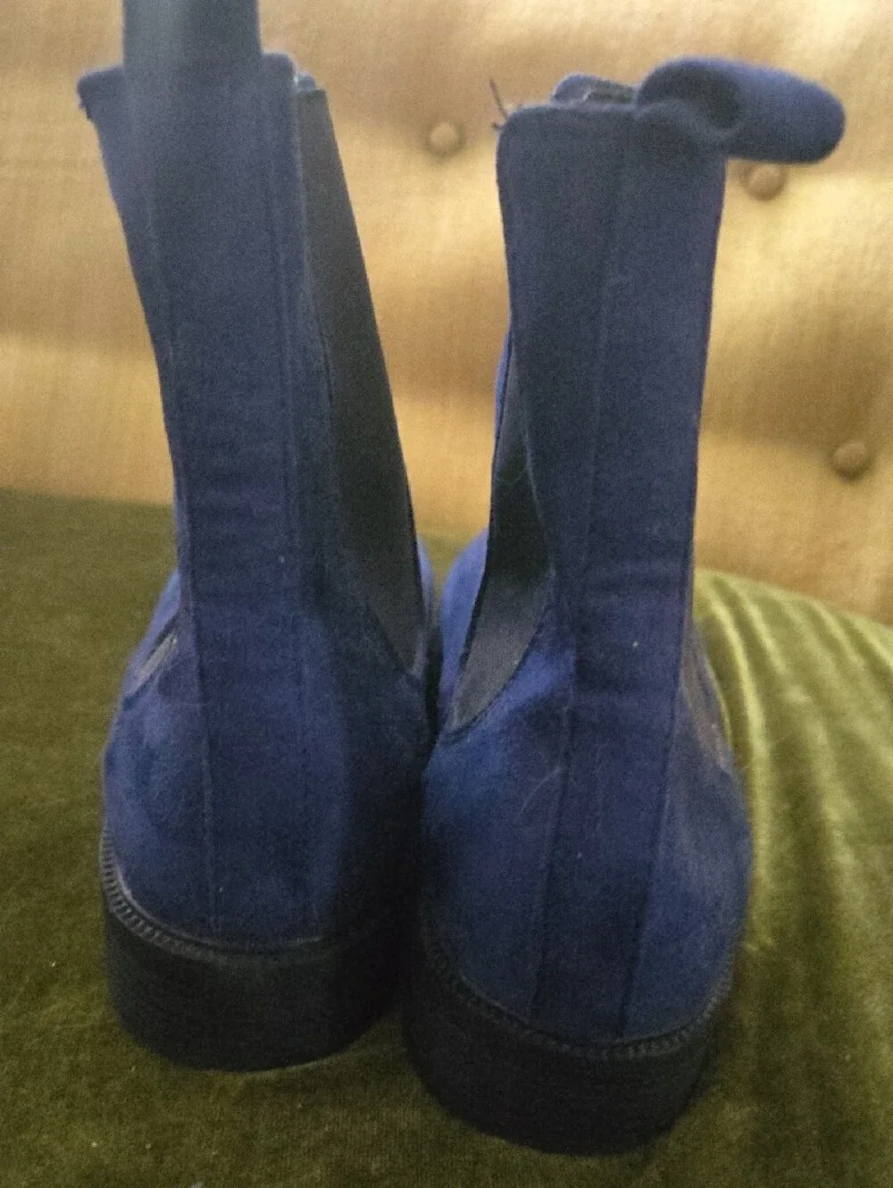 Source Unknown Navy Blue Suede Chelsea Ankle Boots